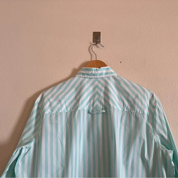 AYR Womens The Deep End Mint Green Striped Button Up Shirt Top - Picture 8 of 16